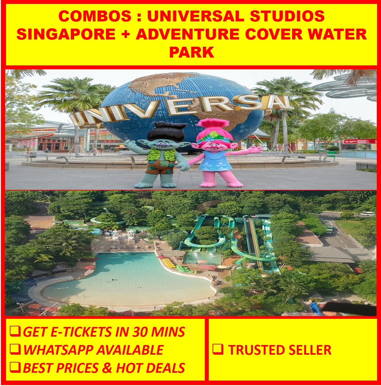 COMBO : Universal Studios Singapore + Adventure Cove Waterpark -