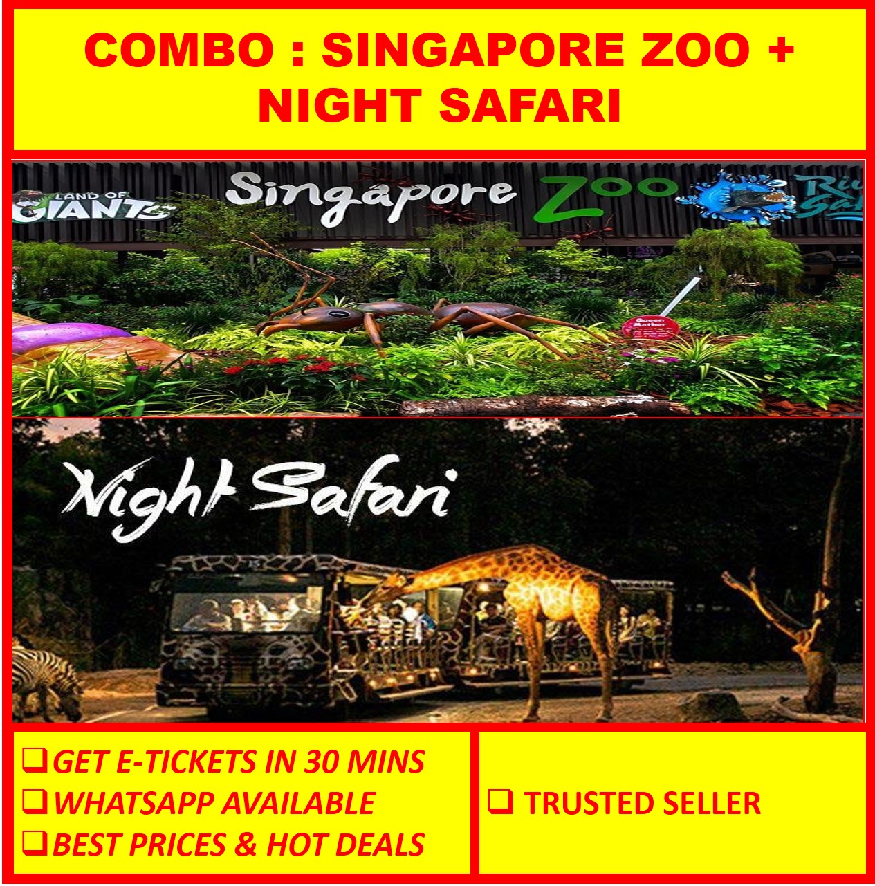 COMBO: Singapore Zoo + Night Safari -